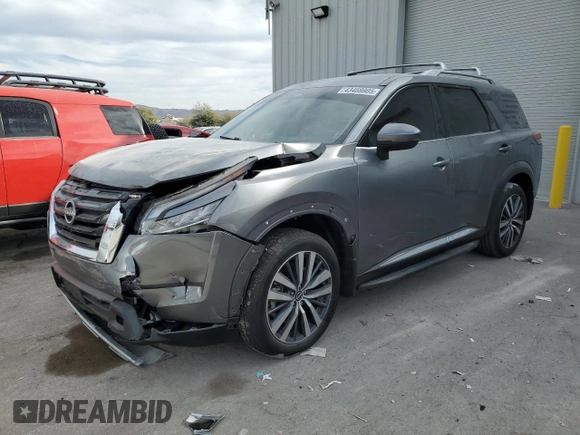 2022 Nissan Pathfinder Platinum with VIN 5N1DR3DH3NC244073, listed as a Copart auction lot 43459905 with 76,989 mi miles and Salvage title. Bid and sale history available at DreamBid. Image 1.