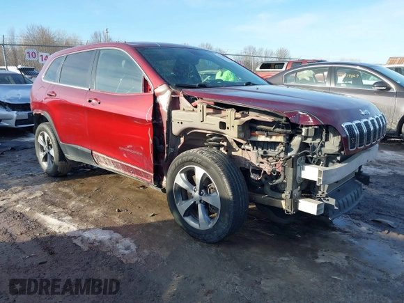 2019 Jeep Cherokee Limited with VIN 1C4PJMDX8KD121008, listed as a IAAI auction lot 41748829 with 129,247 mi miles. Bid and sale history available at carsss.com. Image 1.