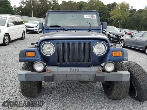 2002 Jeep Wrangler Sport with VIN 1J4FA49S62P704405, listed as a Copart auction lot 74531924 with 0 mi miles and Salvage Title. Bid and sale history available at carsss.com. Image 5.