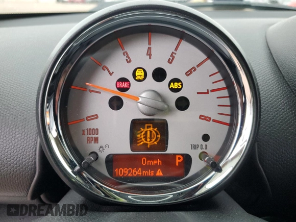 2013 MINI Countryman S ALL4 with VIN WMWZC5C52DWP32567, listed as a Copart auction lot 51462345 with 109,264 mi miles and Salvage Title. Bid and sale history available at DreamBid. Image 9.