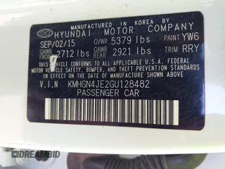 2016 Hyundai Genesis 3.8L z VIN KMHGN4JE2GU128482, wystawiony jako IAAI lot #42065181 z przebiegiem 163 925 mil mil oraz . Historia ofert i sprzedaży dostępna na DreamBid. Obrazek 9.