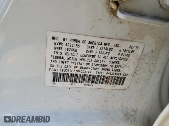 2017 Acura ILX Premium z VIN 19UDE2F77HA003147, wystawiony jako Copart lot #61502105 z przebiegiem Nie podano mil oraz Szkoda całkowita • Salvage title. Historia ofert i sprzedaży dostępna na DreamBid. Obrazek 13.