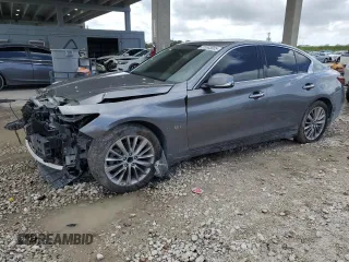 2020 Infiniti Q50 EDITION 30 with VIN JN1EV7AP4LM205056, listed as a Copart auction lot 51043005 with 54,493 mi miles and Salvage Title. Bid and sale history available at carsss.com. Image 1.