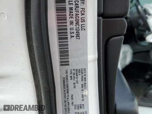 2022 Jeep Grand Cherokee Laredo E with VIN 1C4RJFAG0NC124987, listed as a Copart auction lot 46229435 with 43,786 mi miles and Salvage title. Bid and sale history available at DreamBid. Image 14.
