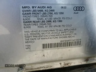 2022 Audi Q5 S line Premium Plus with VIN WA1EAAFY1N2133216, listed as a Copart auction lot 53114465 with 28,571 mi miles and Clean title. Bid and sale history available at DreamBid. Image 13.