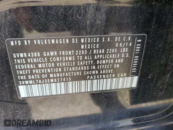 2014 Volkswagen Jetta SportWagen TDI w/Sunroof with VIN 3VWML7AJ3EM627415, listed as a Copart auction lot 70838324 with 101,616 mi miles and Salvage Title. Bid and sale history available at carsss.com. Image 14.
