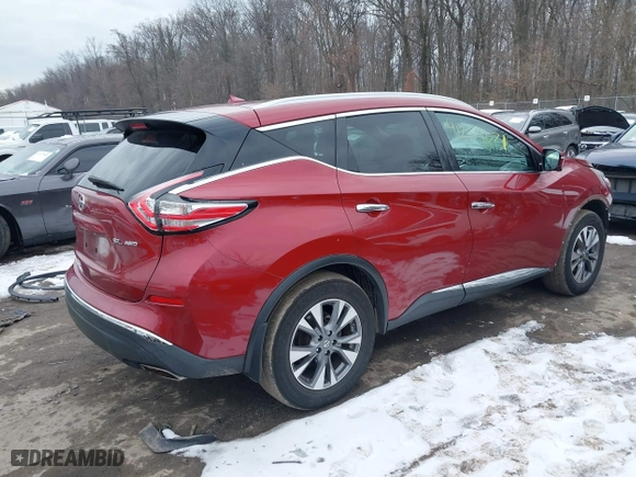 2015 Nissan Murano SL with VIN 5N1AZ2MH2FN284843, listed as a IAAI auction lot 41289071 with 77,162 mi miles. Bid and sale history available at carsss.com. Image 4.