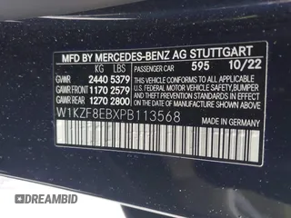 2023 Mercedes-Benz E 350 with VIN W1KZF8EBXPB113568, listed as a IAAI auction lot 41676073 with 44,699 mi miles and . Bid and sale history available at DreamBid. Image 9.