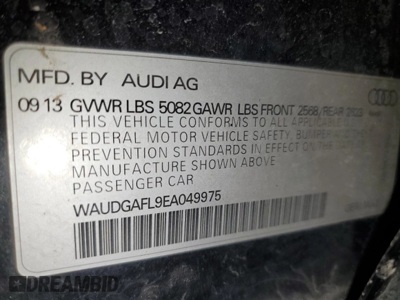2014 Audi S4 Premium Plus with VIN WAUDGAFL9EA049975, listed as a Copart auction lot 44577865 with 138,743 mi miles and Salvage Title. Bid and sale history available at carsss.com. Image 15.