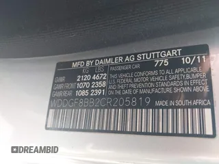 2012 Mercedes-Benz C-Class C 300 Sport with VIN WDDGF8BB2CR205819, listed as a IAAI auction lot 42074242 with 195,359 mi miles. Bid and sale history available at carsss.com. Image 9.