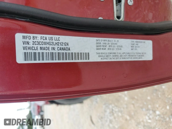 2020 Dodge Charger GT with VIN 2C3CDXHG2LH212124, listed as a Copart auction lot 45943565 with 72,925 mi miles and Salvage Title. Bid and sale history available at carsss.com. Image 13.