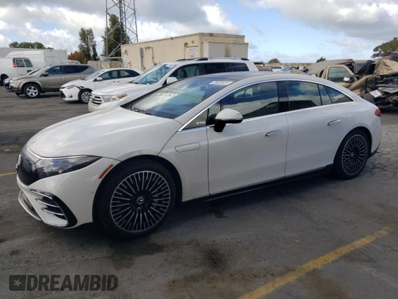 2022 Mercedes-Benz EQS with VIN W1KCG2DB5NA016394, listed as a Copart auction lot 78025024 with 12,621 mi miles and Salvage Title. Bid and sale history available at carsss.com. Image 1.