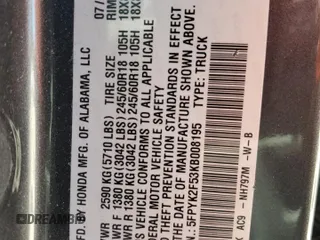 2019 Honda Ridgeline RTL z VIN 5FPYK2F53KB008195, wystawiony jako Copart lot #56996405 z przebiegiem 52 703 mil mil oraz Szkoda całkowita • Salvage title. Historia ofert i sprzedaży dostępna na DreamBid. Obrazek 13.