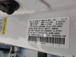 2016 Acura TLX with VIN 19UUB1F31GA001991, listed as a IAAI auction lot 41850750 with 239,675 mi miles. Bid and sale history available at carsss.com. Image 9.