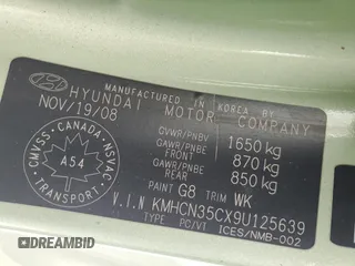 2009 Hyundai Accent Man L with VIN KMHCN35CX9U125639, listed as a Copart auction lot 42422965 with 325,113 mi miles and Clean Title. Bid and sale history available at carsss.com. Image 13.