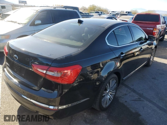 2014 Kia Cadenza Premium with VIN KNALN4D7XE5138813, listed as a Copart auction lot 41406165 with 107,176 mi miles and Salvage Title. Bid and sale history available at carsss.com. Image 3.