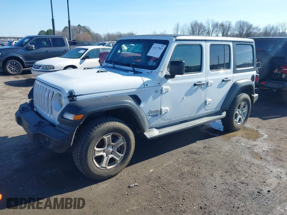 2020 Jeep Wrangler Unlimited Sport S with VIN 1C4HJXDN6LW161341, listed as a IAAI auction lot 41217843 with 74,196 mi miles and . Bid and sale history available at DreamBid. Image 18.