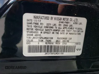 2018 Infiniti Q50 Pure with VIN JN1CV7AP4JM241169, listed as a Copart auction lot 45846394 with 96,833 mi miles and Salvage Title. Bid and sale history available at carsss.com. Image 14.