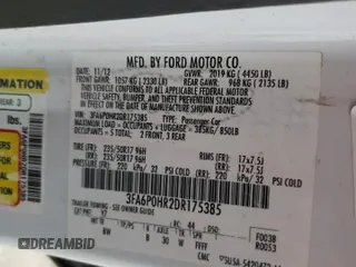 2013 Ford Fusion SE with VIN 3FA6P0HR2DR175385, listed as a Copart auction lot 60716435 with 124,837 mi miles and Clean title. Bid and sale history available at DreamBid. Image 12.