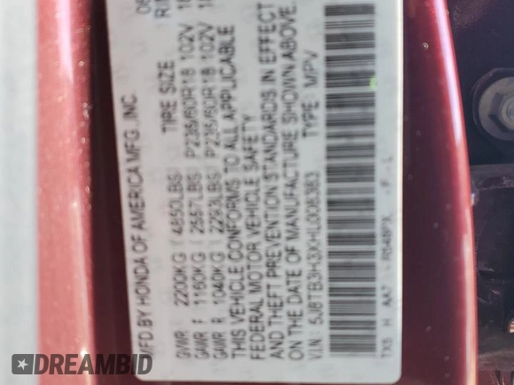 2017 Acura RDX with VIN 5J8TB3H3XHL008383, listed as a Copart auction lot 46120145 with 137,465 mi miles and Salvage Title. Bid and sale history available at carsss.com. Image 12.