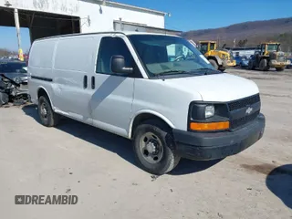 2011 Chevrolet Express Cargo Van with VIN 1GCWGFCA0B1166867, listed as a IAAI auction lot 41684350 with 292,611 mi miles. Bid and sale history available at carsss.com. Image 1.