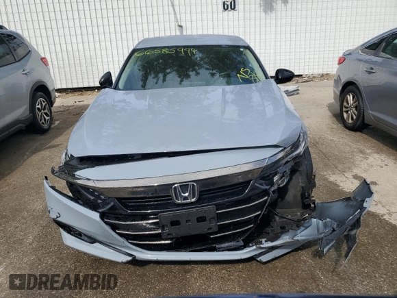 2022 Honda Accord Sedan Sport SE with VIN 1HGCV1F41NA011168, listed as a Copart auction lot 66585994 with 62,567 mi miles and Salvage Title. Bid and sale history available at carsss.com. Image 5.