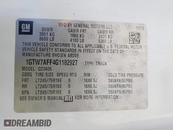 2016 GMC Savana Cargo with VIN 1GTW7AFF4G1182927, listed as a IAAI auction lot 42166124 with 338,197 mi miles. Bid and sale history available at carsss.com. Image 9.