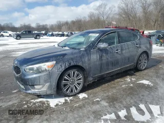 2014 Kia Cadenza Premium with VIN KNALN4D78E5124117, listed as a Copart auction lot 45187345 with 110,781 mi miles and Salvage Title. Bid and sale history available at carsss.com. Image 1.