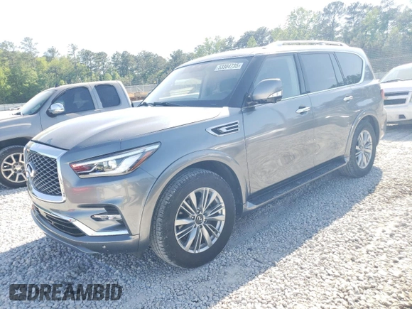2018 Infiniti QX80 z VIN JN8AZ2NC7J9440940, wystawiony jako Copart lot #53384735 z przebiegiem 57 875 mil mil oraz Czysty tytuł • Clean title. Historia ofert i sprzedaży dostępna na DreamBid. Obrazek 1.