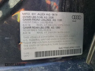 2015 Audi allroad A4 Premium with VIN WA1TFAFL5FA010488, listed as a Copart auction lot 54483755 with 175,782 mi miles and Clean Title. Bid and sale history available at DreamBid. Image 12.