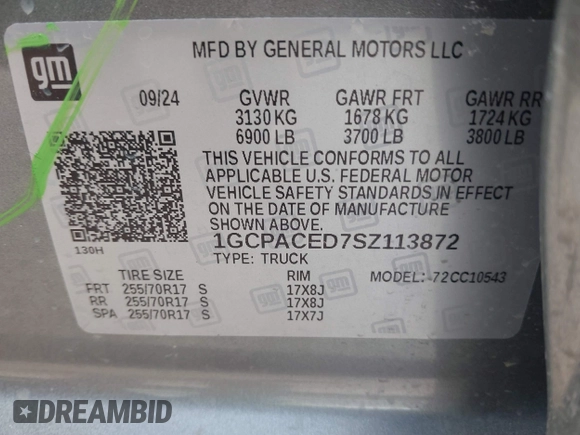 2025 Chevrolet Silverado 1500 LT with VIN 1GCPACED7SZ113872, listed as a IAAI auction lot 41526272 with 8,350 mi miles and . Bid and sale history available at DreamBid. Image 9.
