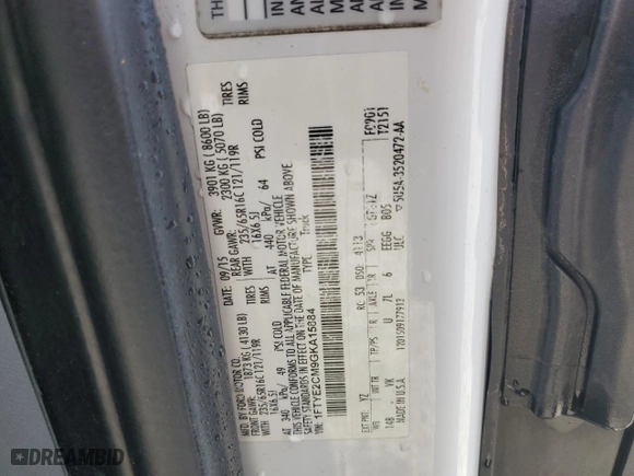 2016 Ford Transit Van with VIN 1FTYE2CM9GKA15884, listed as a Copart auction lot 67927714 with NaN miles and Salvage Title. Bid and sale history available at carsss.com. Image 14.