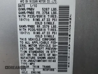2010 Nissan Murano SL with VIN JN8AZ1MW7AW116149, listed as a Copart auction lot 42044185 with 0 mi miles and Non Repairable. Bid and sale history available at carsss.com. Image 13.