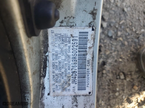 1998 Acura Integra LS with VIN JH4DB7659WS002591, listed as a Copart auction lot 84289584 with NaN miles and Salvage Title. Bid and sale history available at carsss.com. Image 13.