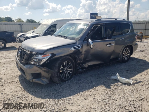 2020 Nissan Armada SL with VIN JN8AY2ND7L9109709, listed as a Copart auction lot 69056124 with 53,593 mi miles and Salvage Title. Bid and sale history available at carsss.com. Image 1.