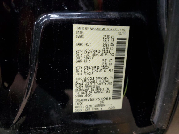 2013 Nissan Frontier SV with VIN 1N6AD0EV5DN754966, listed as a Copart auction lot 52012095 with 182,318 mi miles and Salvage title. Bid and sale history available at DreamBid. Image 12.