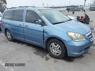 2005 Honda Odyssey EX-L with VIN 5FNRL38655B034520, listed as a IAAI auction lot 42554753 with 198,739 mi miles and . Bid and sale history available at DreamBid. Image 1.