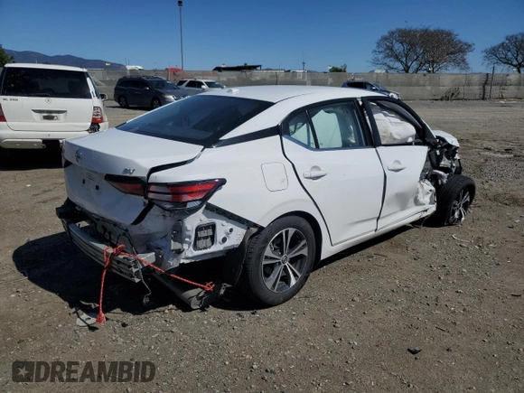2022 Nissan Sentra SV with VIN 3N1AB8CV5NY312108, listed as a Copart auction lot 49661595 with Not Provided miles and Salvage Title. Bid and sale history available at carsss.com. Image 3.