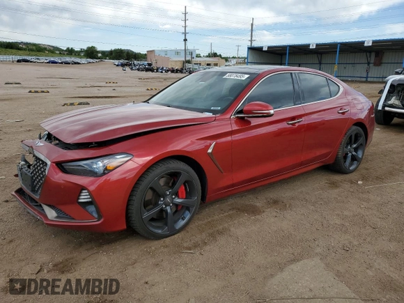 2020 Genesis G70 3.3T with VIN KMTG34LE6LU064126, listed as a Copart auction lot 58078495 with 57,903 mi miles and Salvage title. Bid and sale history available at DreamBid. Image 1.