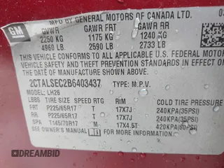 2011 GMC Terrain SLE-2 z VIN 2CTALSEC2B6403437, wystawiony jako IAAI lot #42035478 z przebiegiem 158 000 mil mil oraz . Historia ofert i sprzedaży dostępna na DreamBid. Obrazek 9.