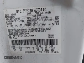 2012 Ford F-150 XL with VIN 1FTFX1ET4CKD54563, listed as a IAAI auction lot 42076205 with 136,841 mi miles and . Bid and sale history available at carsss.com. Image 9.