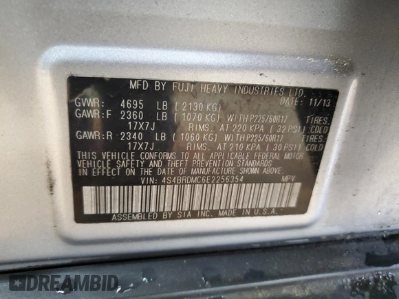 2014 Subaru Outback Limited with VIN 4S4BRDMC6E2256354, listed as a Copart auction lot 60799875 with 117,813 mi miles and Salvage title. Bid and sale history available at DreamBid. Image 13.
