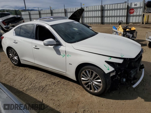 2018 Infiniti Q50 Luxe with VIN JN1EV7AP4JM363507, listed as a Copart auction lot 47868895 with 105,217 mi miles and Salvage Title. Bid and sale history available at DreamBid. Image 4.