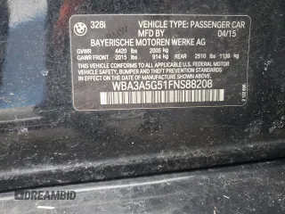 2015 BMW 3 Series 328i with VIN WBA3A5G51FNS88208, listed as a Copart auction lot 50377065 with 104,932 mi miles and Salvage Title. Bid and sale history available at carsss.com. Image 12.