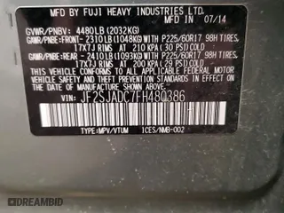 2015 Subaru Forester 2.5i Premium with VIN JF2SJADC7FH480386, listed as a Copart auction lot 52705155 with 0 mi miles and Salvage Title. Bid and sale history available at carsss.com. Image 13.
