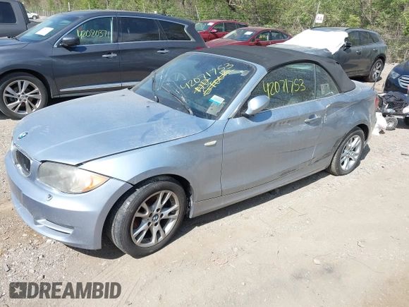 2008 BMW 1 Series 128i with VIN WBAUL73558VJ74120, listed as a IAAI auction lot 42071753 with 180,709 mi miles and . Bid and sale history available at carsss.com. Image 2.