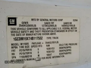 2004 Chevrolet Astro Cargo Van with VIN 1GCDM19X74B117502, listed as a Copart auction lot 87210454 with 0 mi miles and Salvage Title. Bid and sale history available at carsss.com. Image 13.