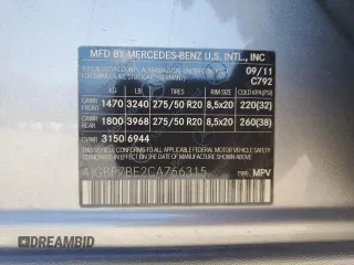 2012 Mercedes-Benz GL 450 z VIN 4JGBF7BE2CA766315, wystawiony jako Copart lot #56687985 z przebiegiem 180 016 mil mil oraz Szkoda całkowita • Salvage title. Historia ofert i sprzedaży dostępna na DreamBid. Obrazek 13.