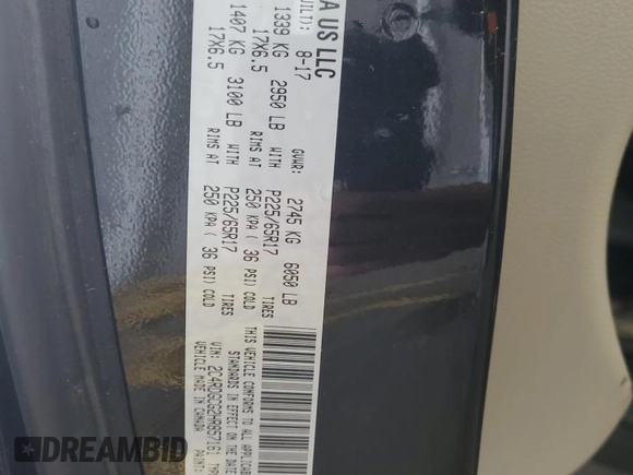 2017 Dodge Grand Caravan SXT with VIN 2C4RDGCG2HR857161, listed as a Copart auction lot 45929385 with 117,972 mi miles and Salvage Title. Bid and sale history available at DreamBid. Image 15.