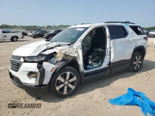 2023 Chevrolet Traverse LT z VIN 1GNERHKW4PJ187380, wystawiony jako Copart lot #59142235 z przebiegiem 38 139 mil mil oraz Szkoda całkowita • Salvage title. Historia ofert i sprzedaży dostępna na DreamBid. Obrazek 1.